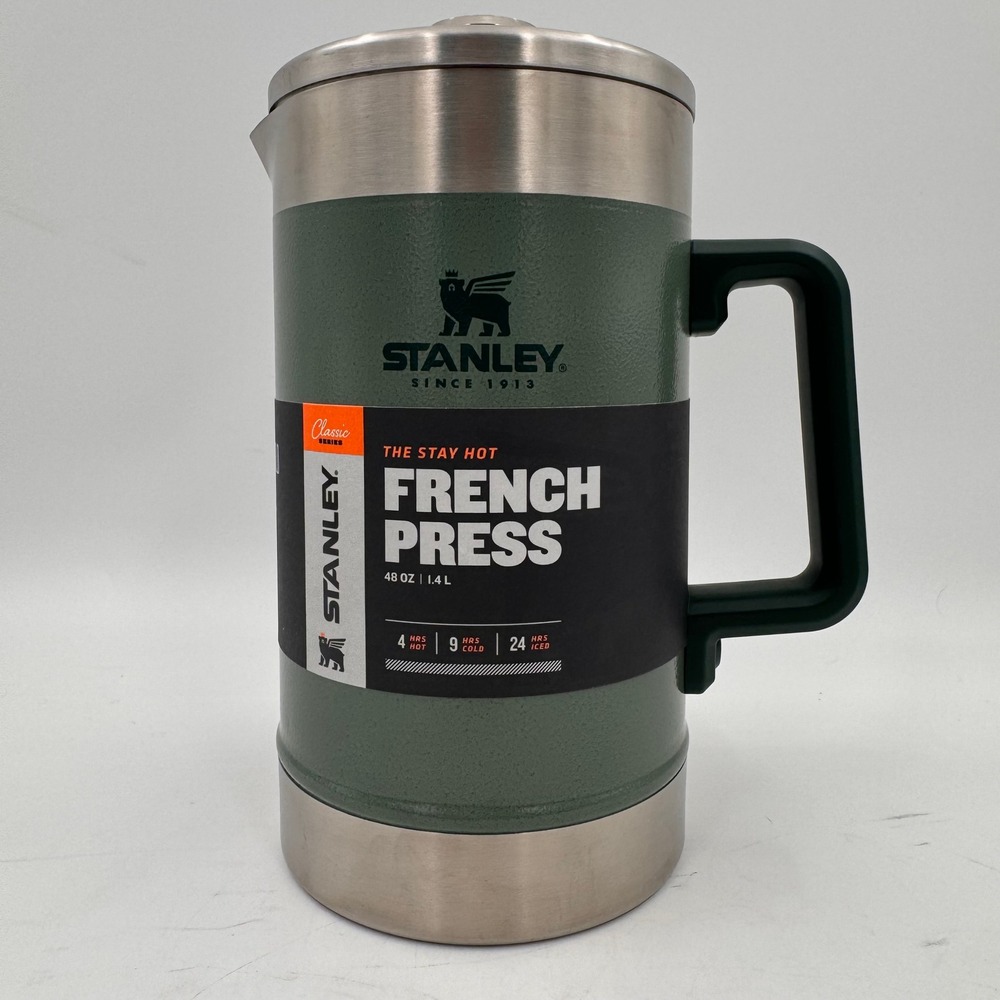 NWT Stanley Classic Stay Hot French Press 48oz Hammertone Green Stainless Steel